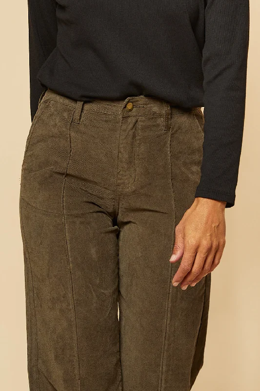 Adrift Wide Leg Brushed Cotton Pant in Olive