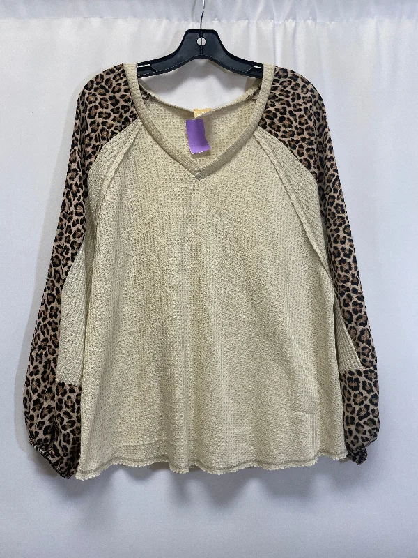 Animal Print Top Long Sleeve Clothes Mentor, Size L