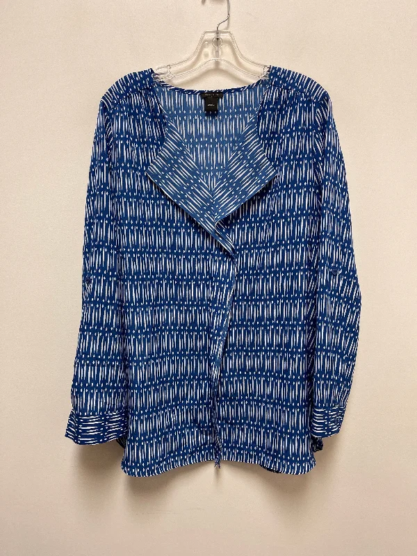 Blue & White Top Long Sleeve Ann Taylor, Size L