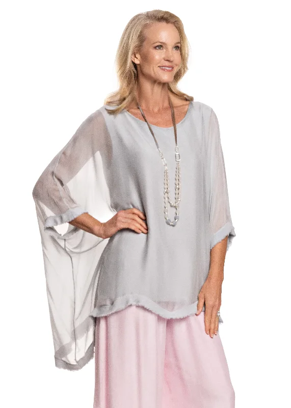 Emiliana Silk Top in Perle Grey