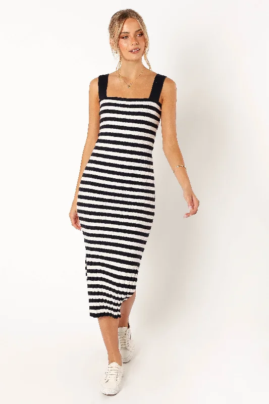 Ledger Midi Dress - Navy Stripe