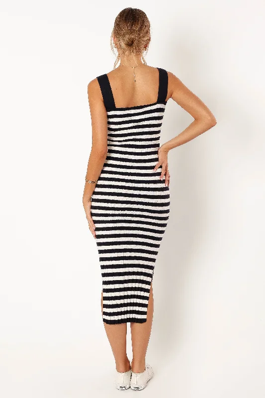 Ledger Midi Dress - Navy Stripe