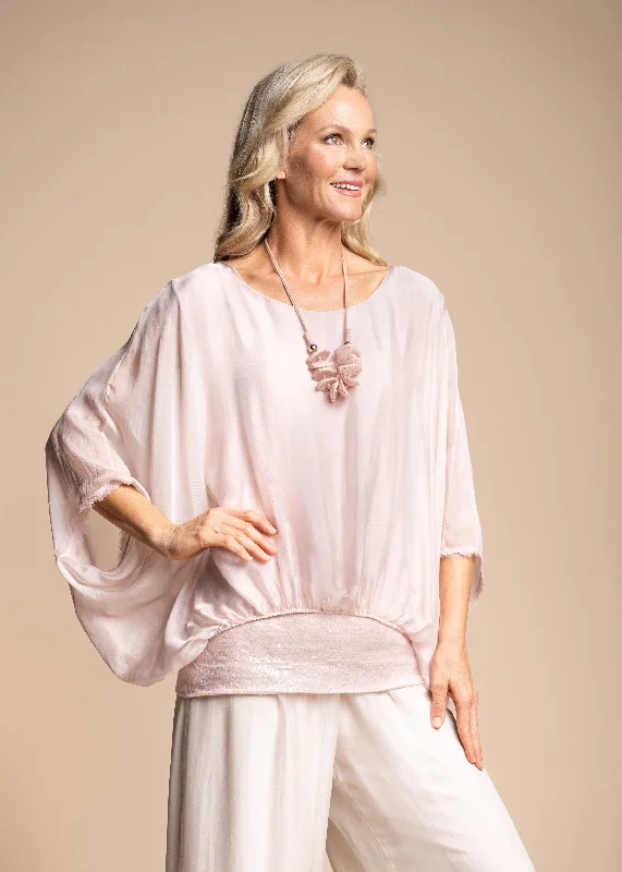 Marcella Silk Top in Blush