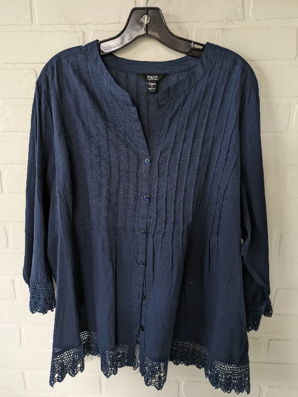 Navy Blouse 3/4 Sleeve Intro, Size 1x