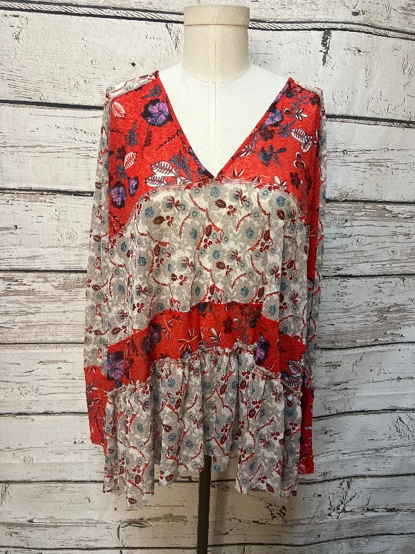 Red Tunic Long Sleeve Free People, Size S