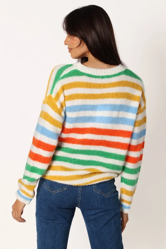 Sasha Multi Stripe Crewneck Knit Sweater - Multi