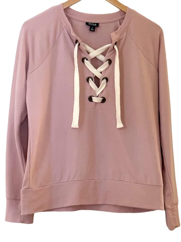 Soft Summer Ballet Pink Tie-Front Sweatshirt