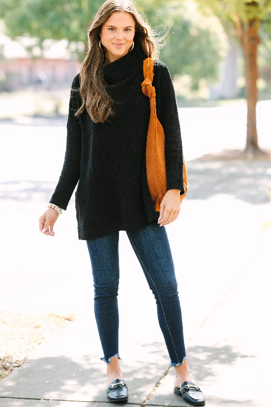 The Slouchy Black Mock Neck Tunic