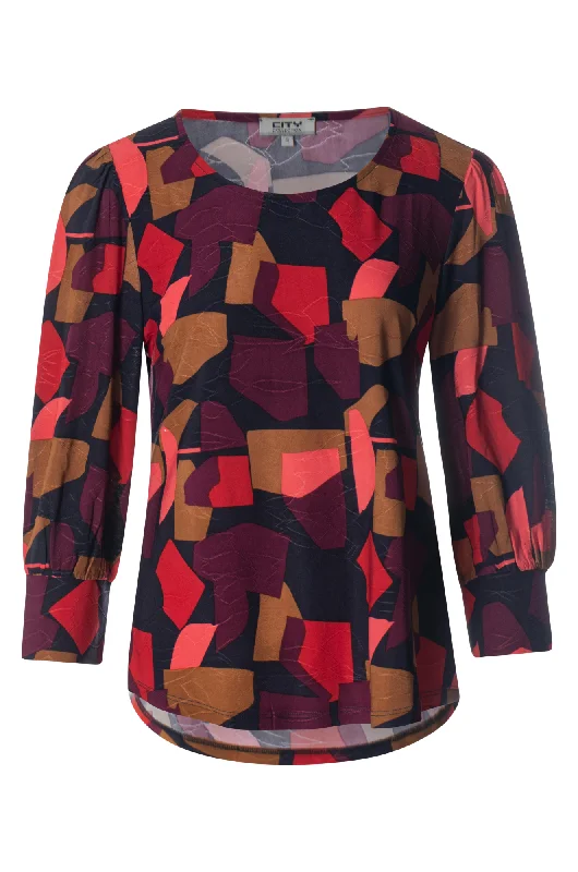 Printed Slinky Top | Berry Geo Abstract | 7401ZZ