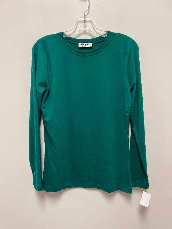 Top Long Sleeve Basic By Zenana Outfitters In Green, Size: L