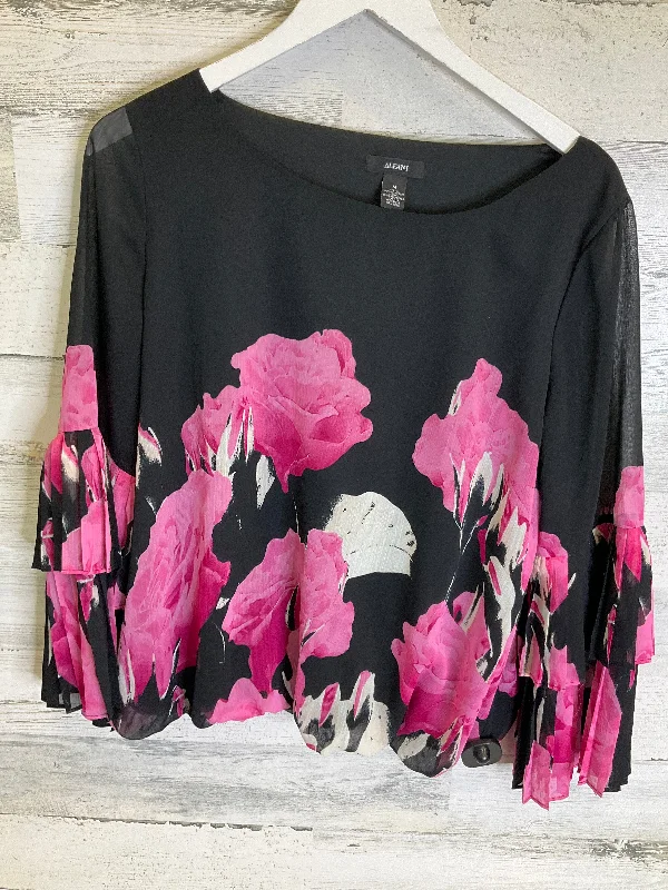 Top Long Sleeve By Alfani In Black & Pink, Size: M