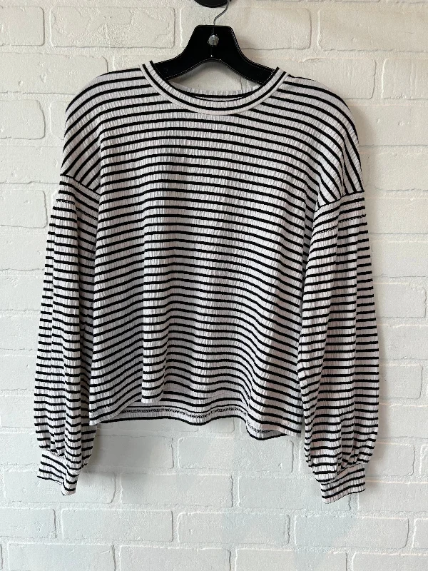 Top Long Sleeve By Banana Republic In Black & Cream, Size: Xs