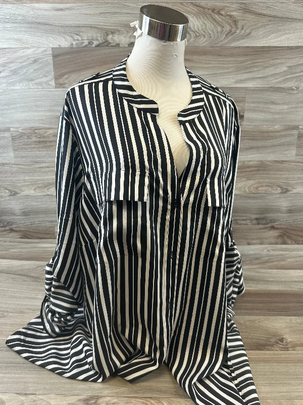 Top Long Sleeve By Calvin Klein In Striped Pattern, Size: 3x