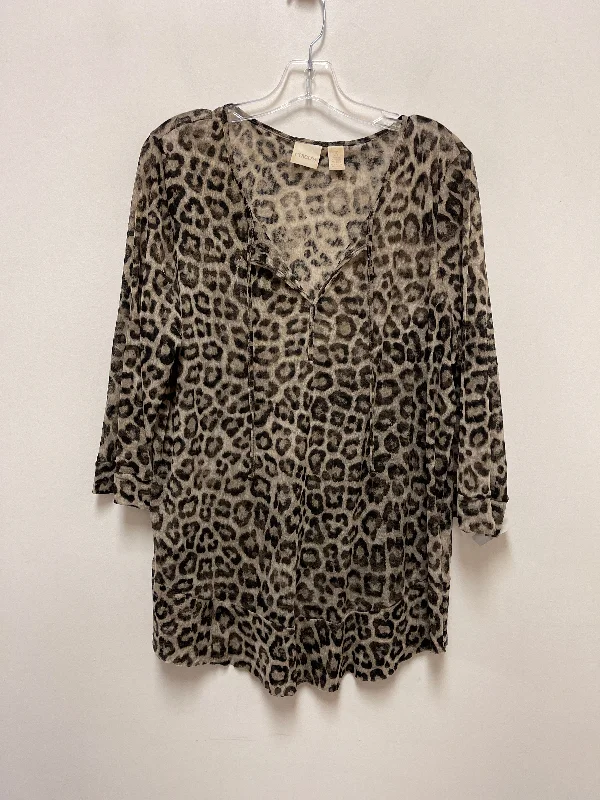 Top Long Sleeve By Chicos In Animal Print, Size: Xl