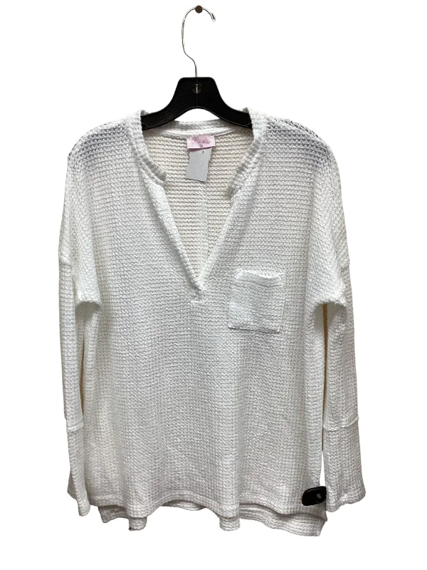 Top Long Sleeve By Pink Lily In White, Size: M