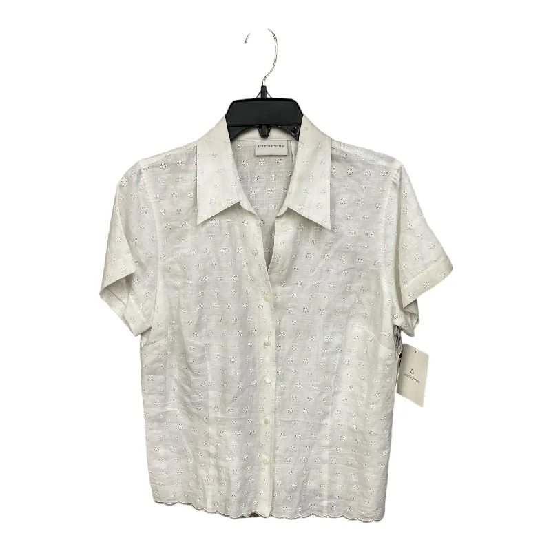 White Blouse Short Sleeve Liz Claiborne, Size M