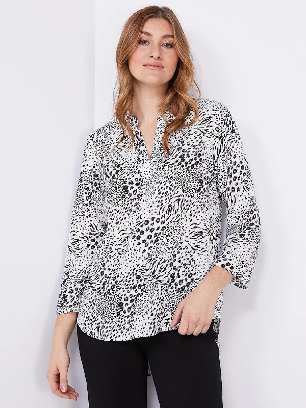 Printed Split Neck Blouse