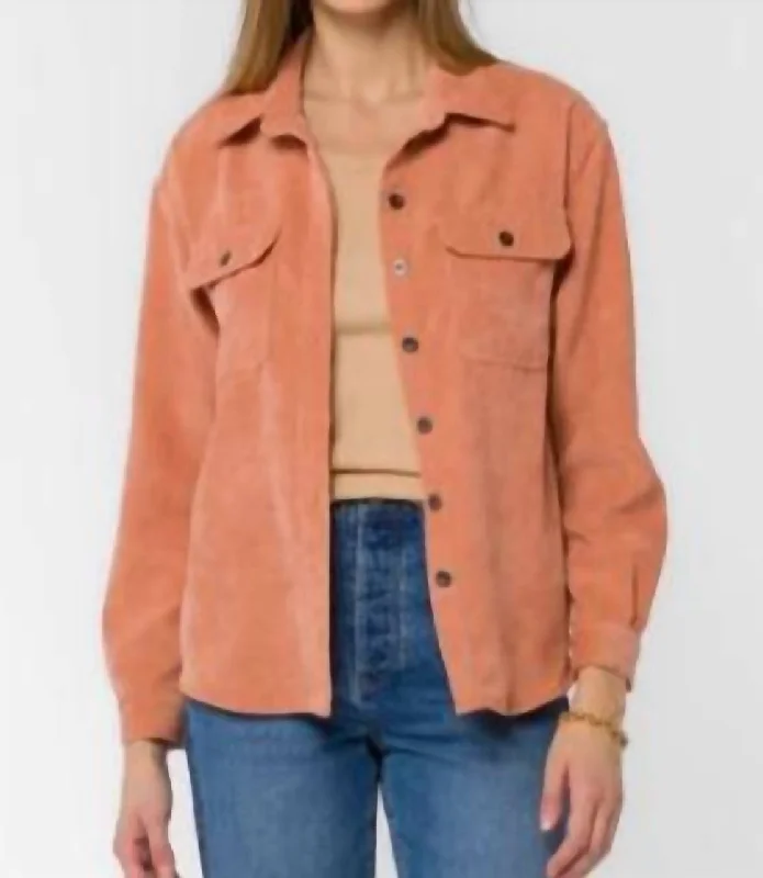 Carmele Cord Shacket In Terracotta