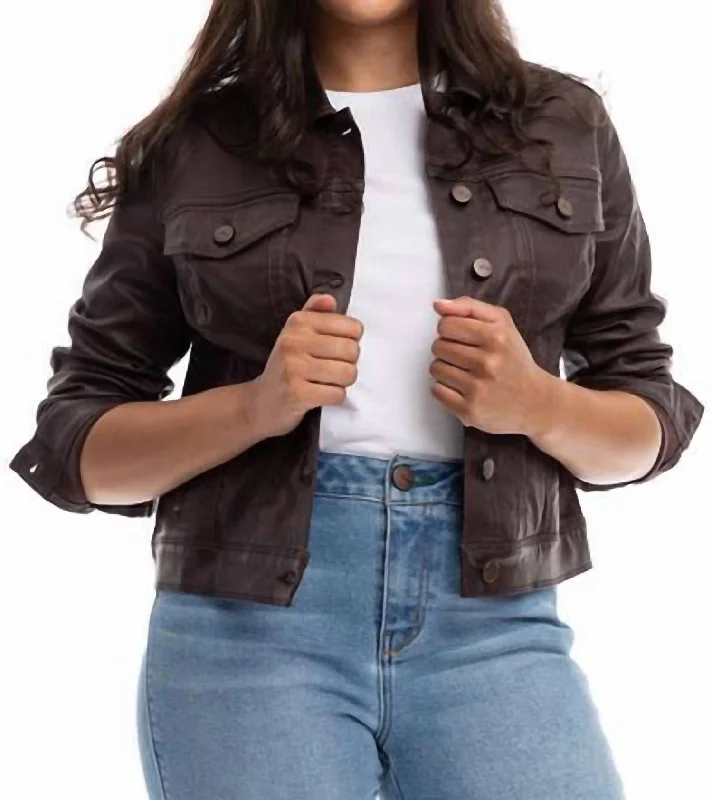 Coated Denim Jacket In Expresso