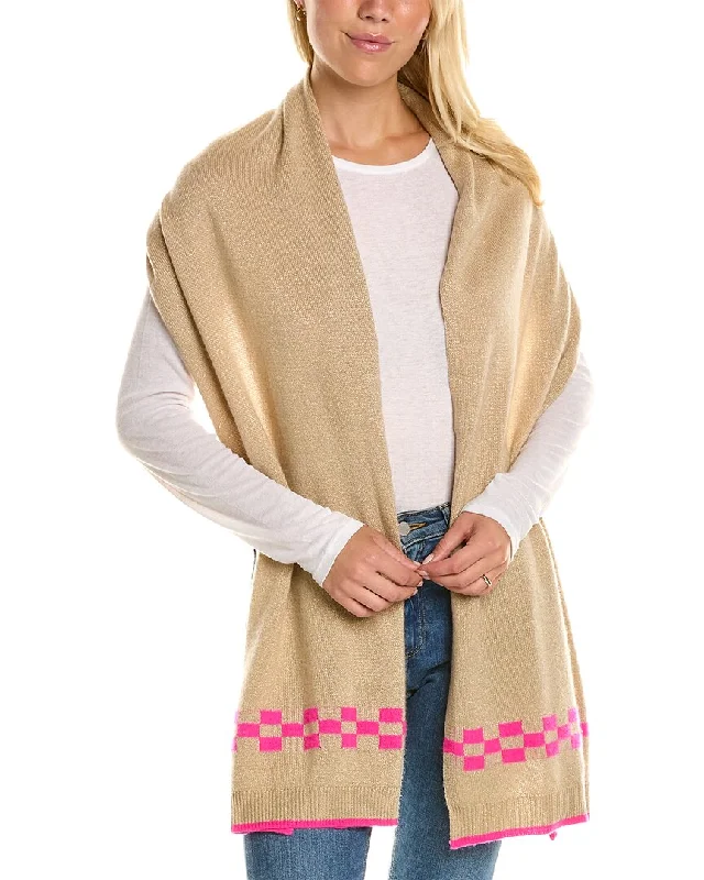 Hannah Rose Racer Check Cashmere-Blend Wrap