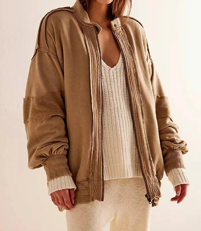 Lou Moto Zip Jacket In Khaki