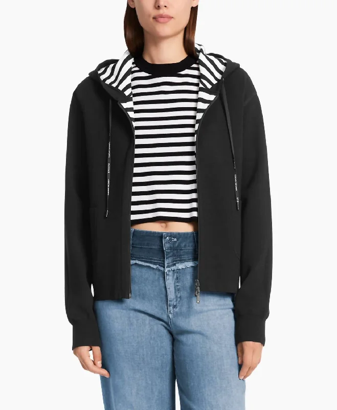 Reversible Zip Up Jacket In Black And White