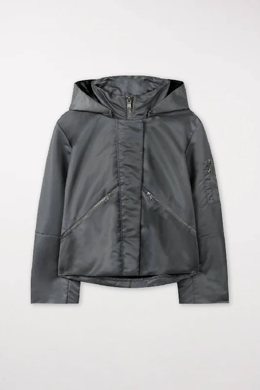 Satin Sheen Outdoor Jacket In Shiny Anthracite