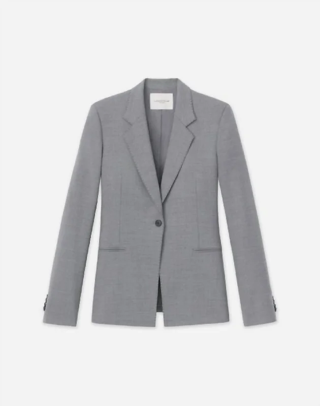 Single Button Blazer In Grey Heather