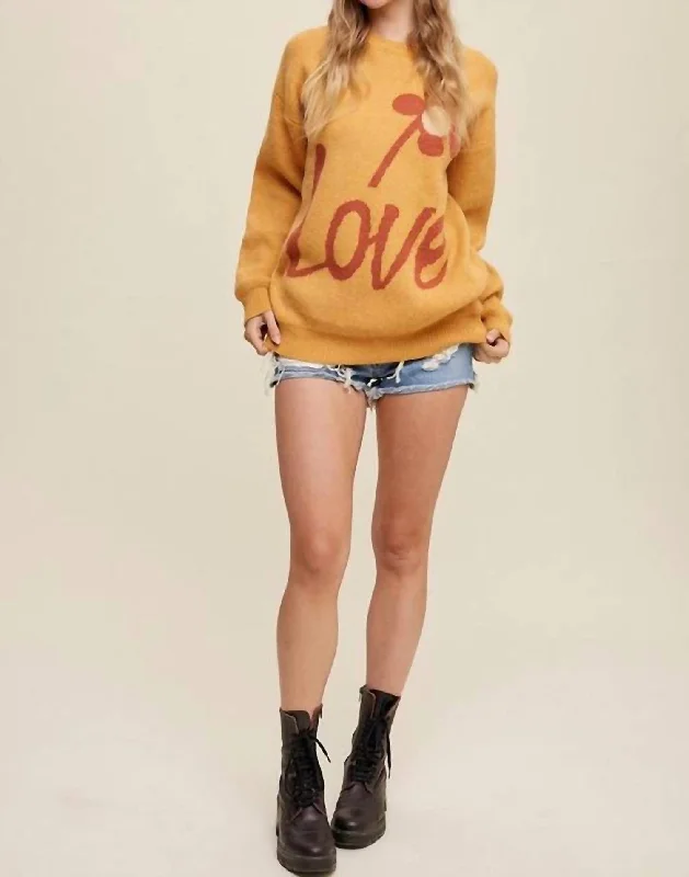 Thinking About Love Knit Sweater In Mustard