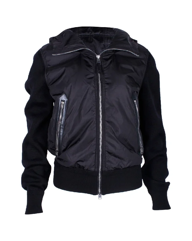 Tom Ford Iconic Cult Hooded Shell Panelled Jacket in Black Wool