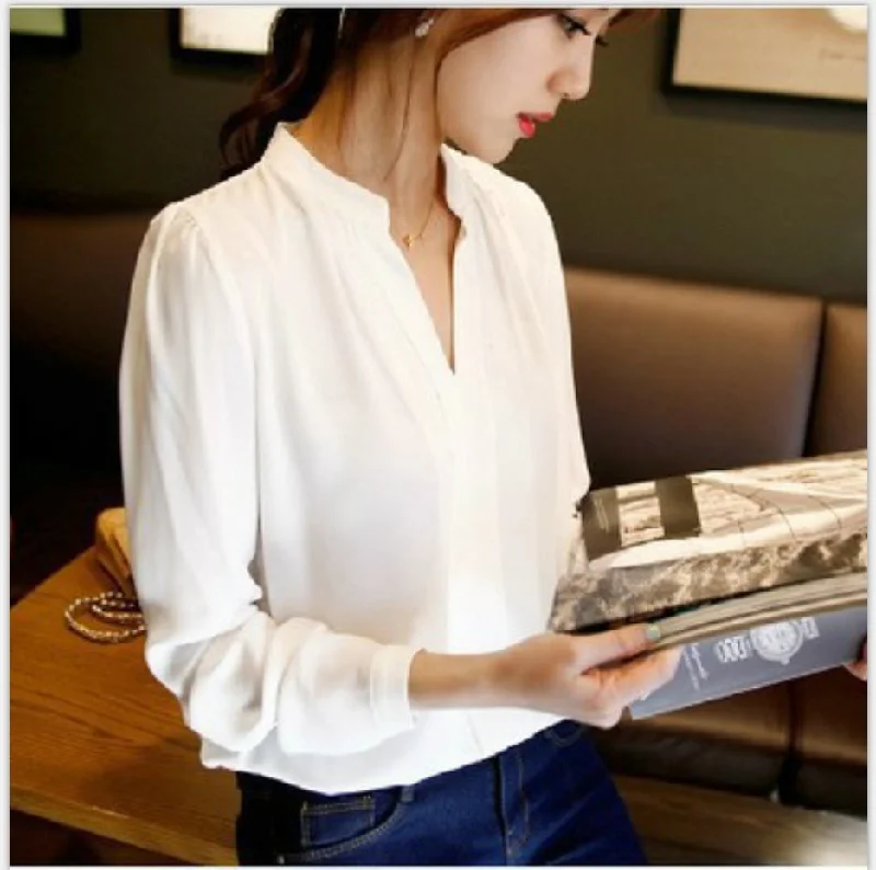 Women's Shirt Korean Chiffon Large Solid Color Blouses