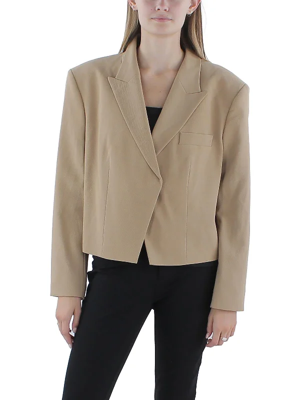 Womens Wool Blend Office One-Button Blazer