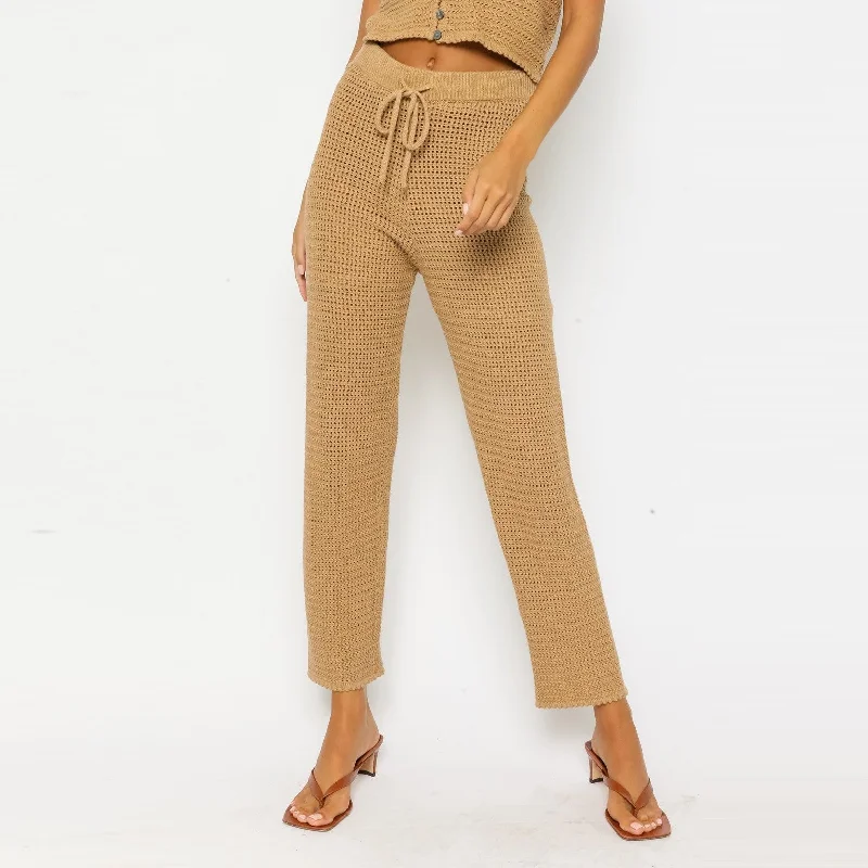 Crochet Knit Joggers (Camel)