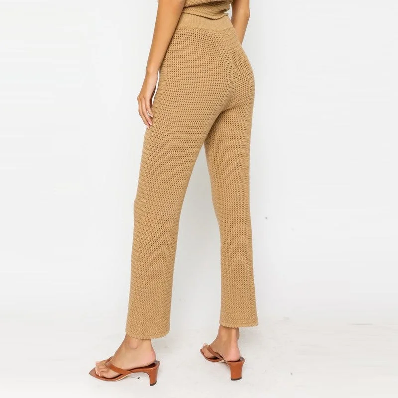 Crochet Knit Joggers (Camel)