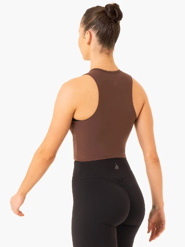 Embody Zip Up Crop - Chocolate