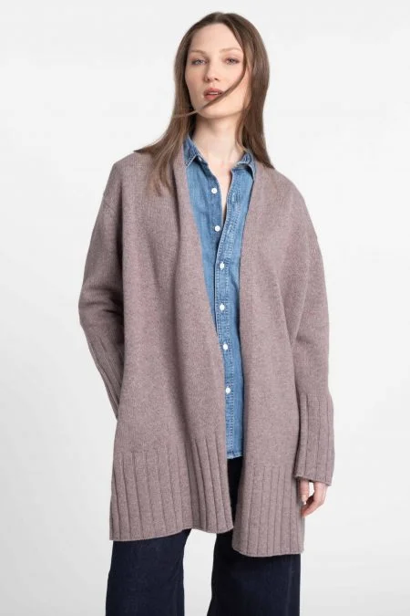 Kinross Cashmere Easy High Rib Cardigan