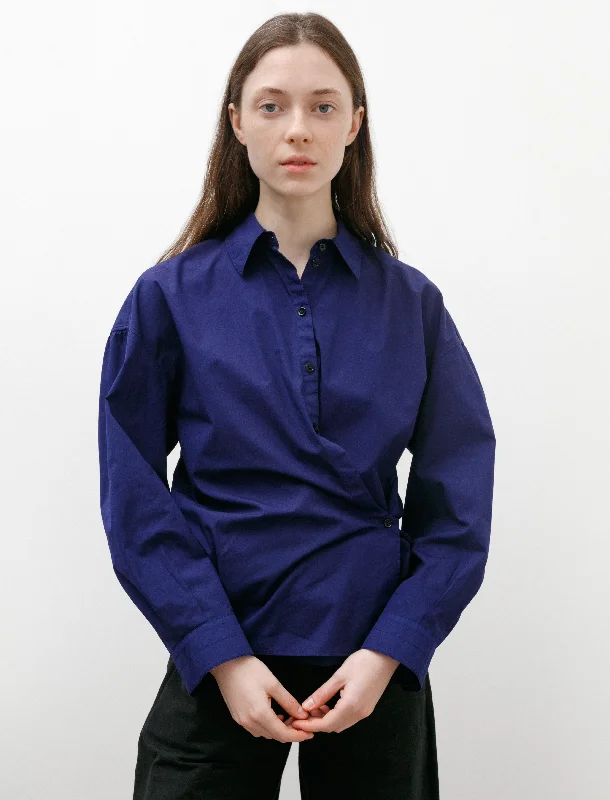 Straight Collar Twisted Shirt Blue Violet