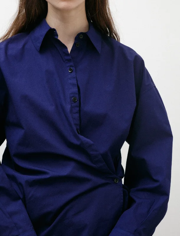 Straight Collar Twisted Shirt Blue Violet