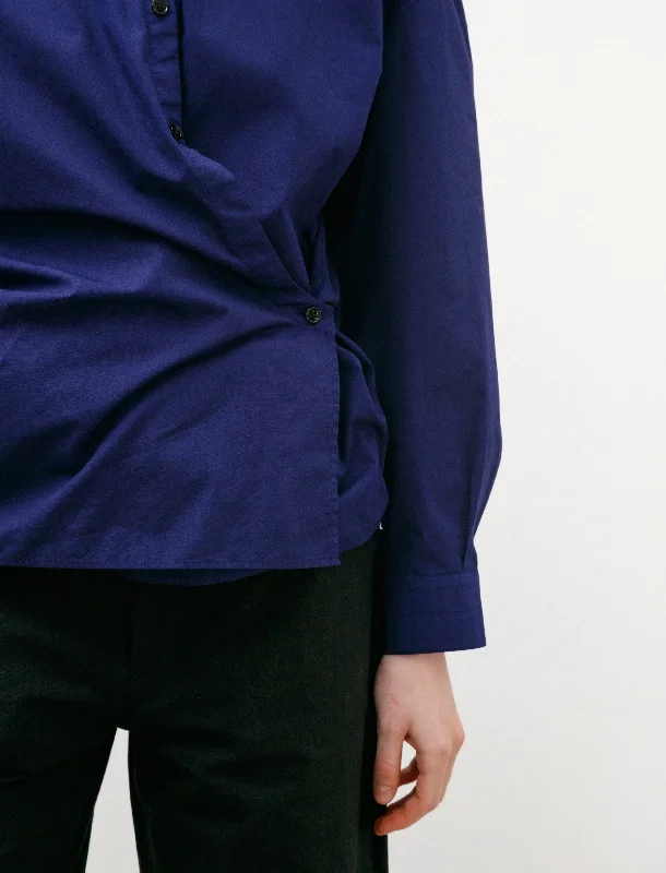 Straight Collar Twisted Shirt Blue Violet