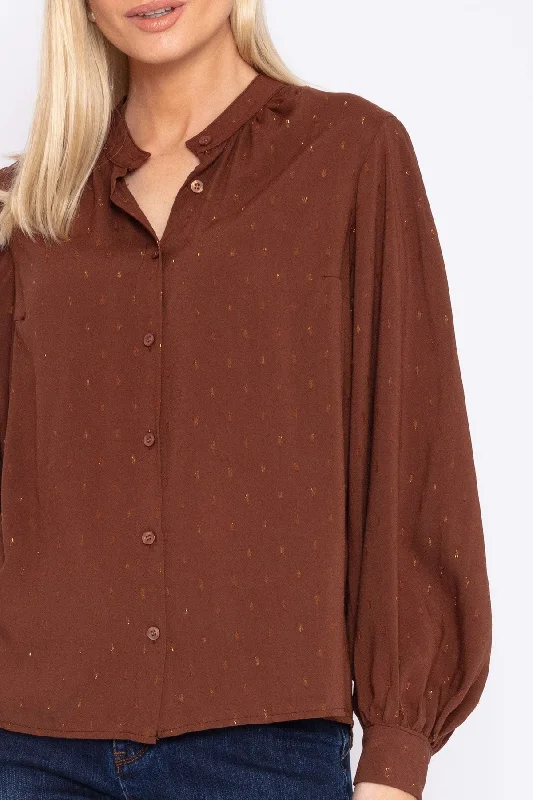 Lurex Foil Blouse in Brown