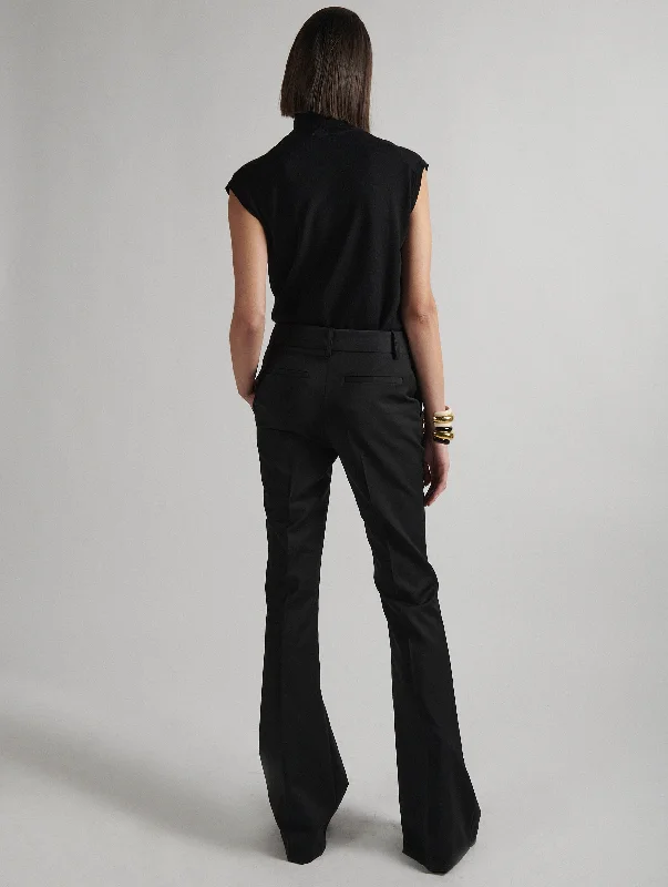 Pantalon coupe flare en gabardine de laine noir