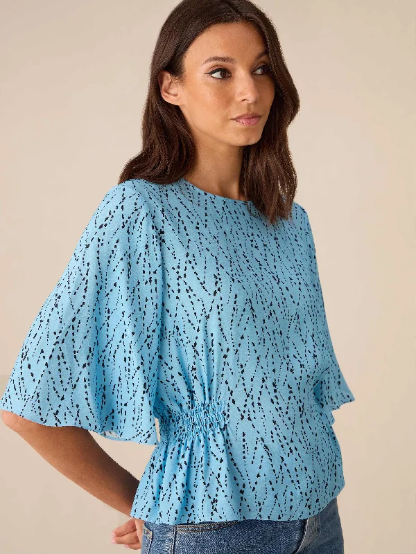 Blue Dash Print Top