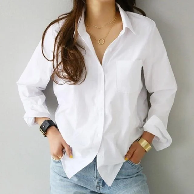 Office Lady Soft White OL Style  Shirt