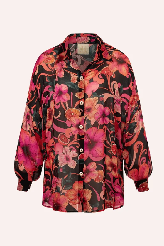 Solace Button Up Shirt Hibiscus Pink