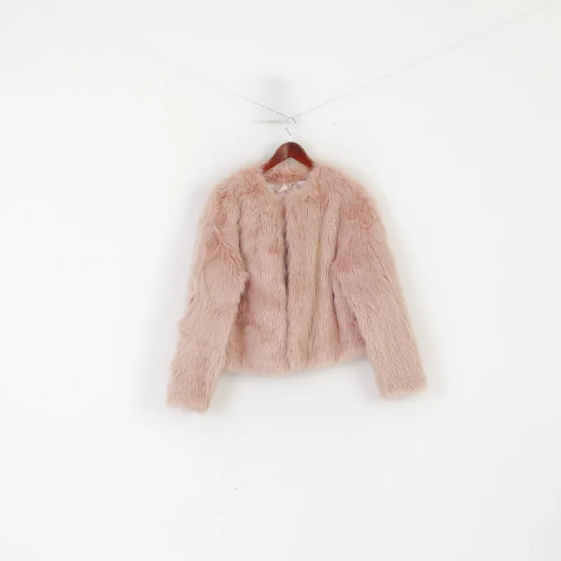 H&M Nicki Minay Women 36 S Jacket Oversize Rose Pink Faux Fur Unicorn Glam Top