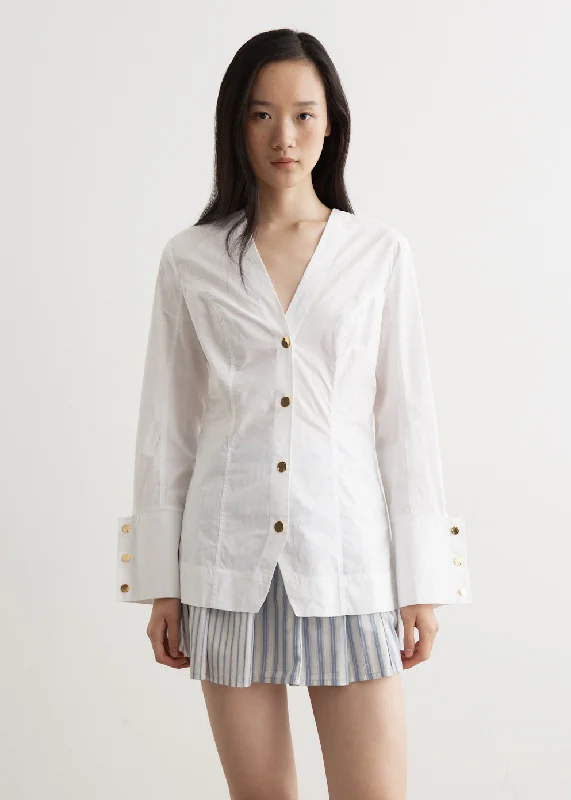 Cotton Poplin V-Neck Shirt