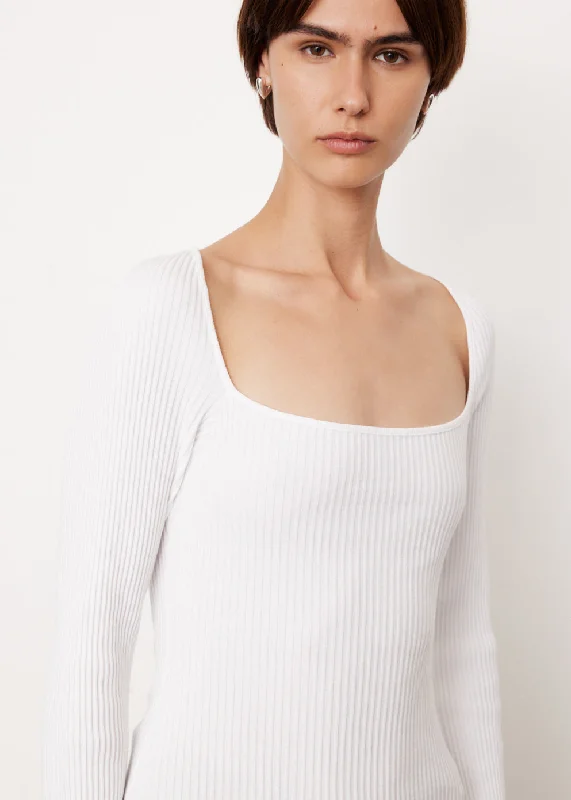 Drapey Rib Square Neck Long Sleeve Top