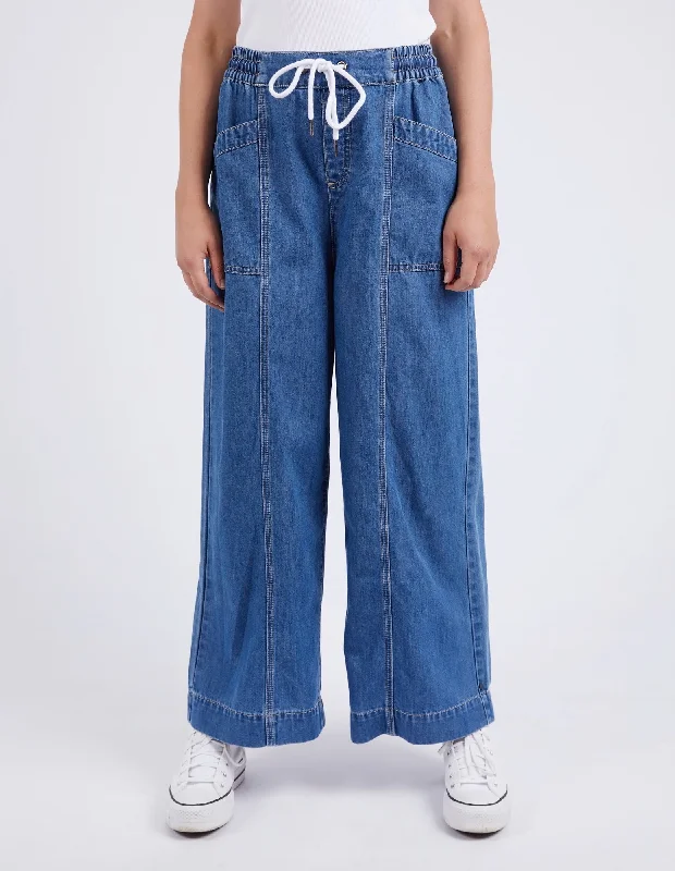 Elm Alora Wide Leg Jean Mid Blue Wash