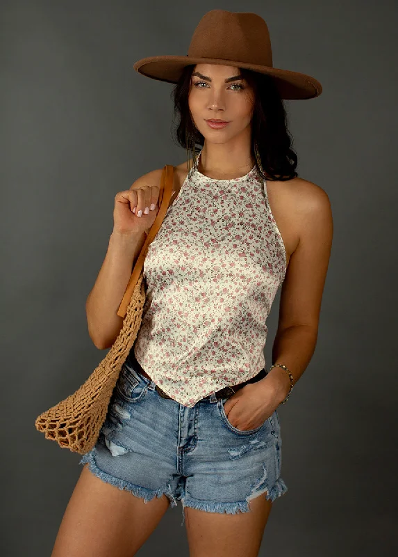 Enid Top in Cream Mini Floral