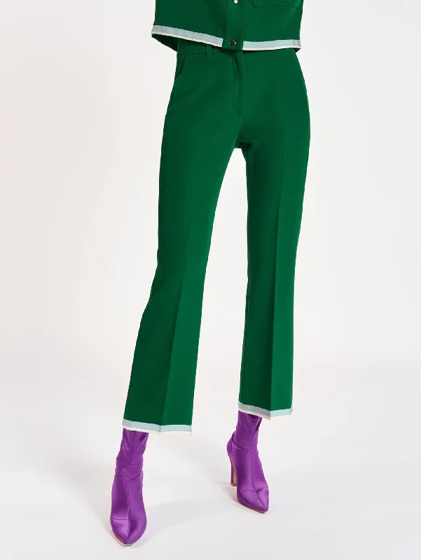 Pantaloni con Orlo a Contrasto Verde